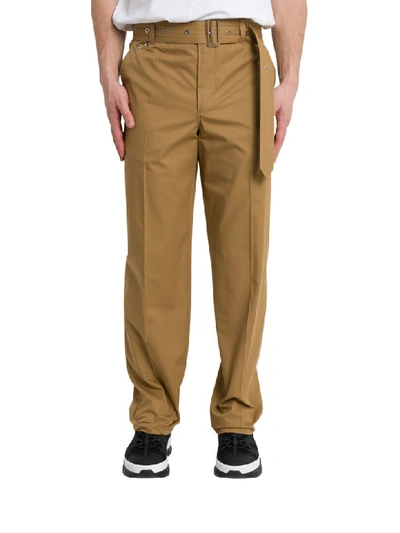 Shop Burberry Pantalone In Cotone Beige