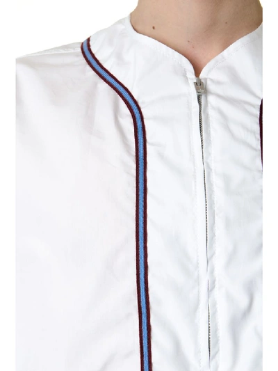 Shop Marni Zipped White Cotton Top With Contrasting Details