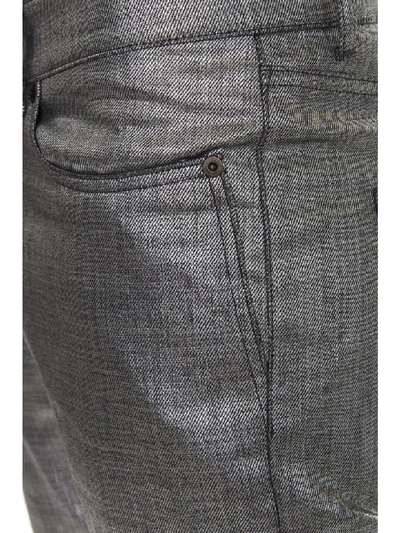 Shop Saint Laurent Metallic Silver Slim Fit Jeans