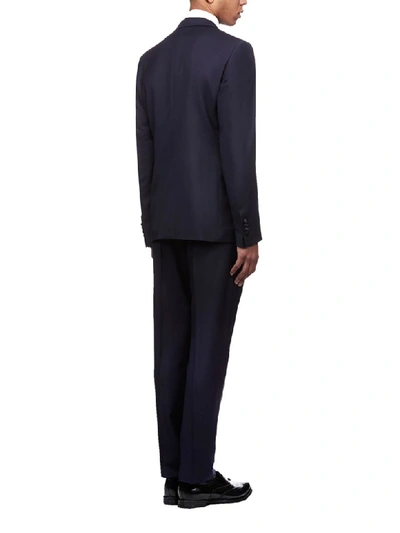 Shop Prada Single Breasted Suit In Navy Nero