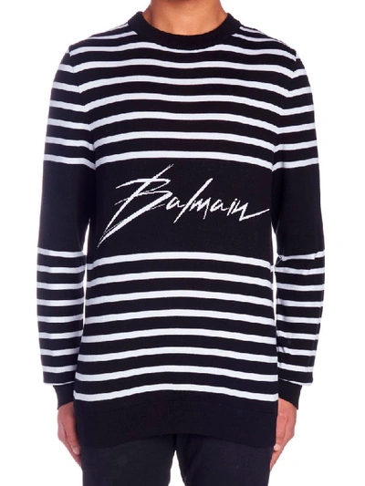 Shop Balmain Sweater In Black&white 
