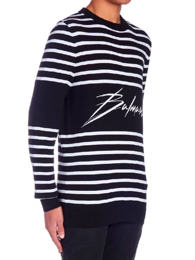 Shop Balmain Sweater In Black&white 