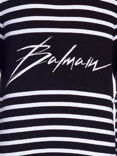 Shop Balmain Sweater In Black&white 