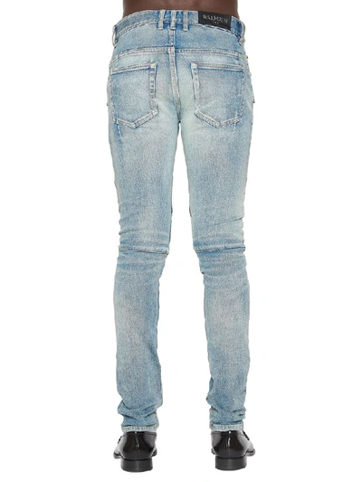 Shop Balmain Biker Jeans In Blue