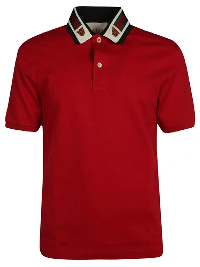Shop Gucci Web Polo Shirt In Red