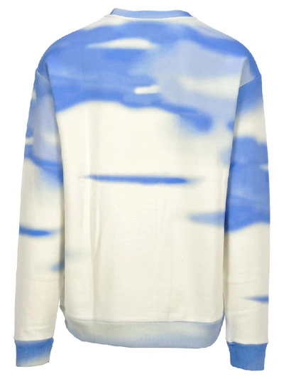 Shop Msgm Shiro Print Sweatshirt In White + Light Blue