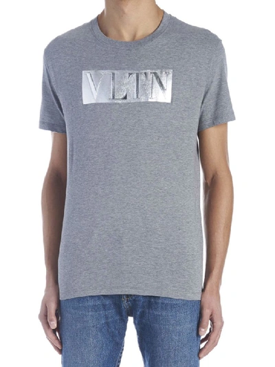 Shop Valentino Laminated Vltn T-shirt In Grey