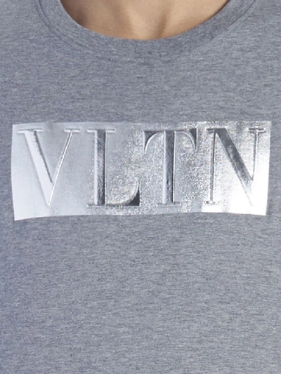 Shop Valentino Laminated Vltn T-shirt In Grey
