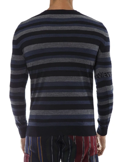 Shop Loewe Stripe Blue/multicolor Wool Sweater