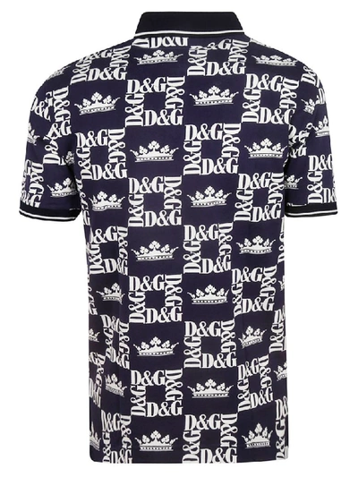 Shop Dolce & Gabbana Logo Print Polo Shirt In Blue