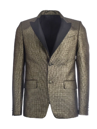 Shop Givenchy Logo Jacquard Blazer In Black Gold