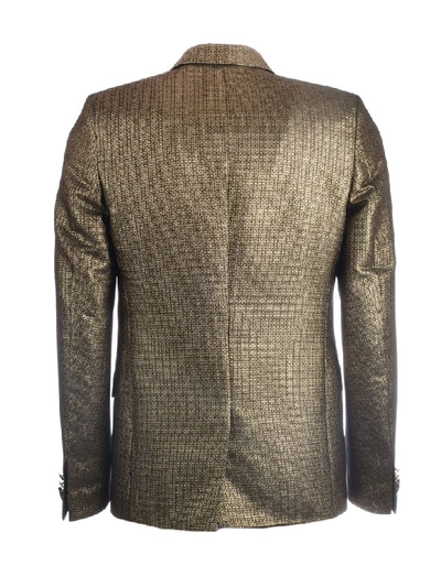 Shop Givenchy Logo Jacquard Blazer In Black Gold