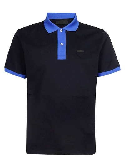 Shop Prada Logo Patch Polo Shirt In Basic