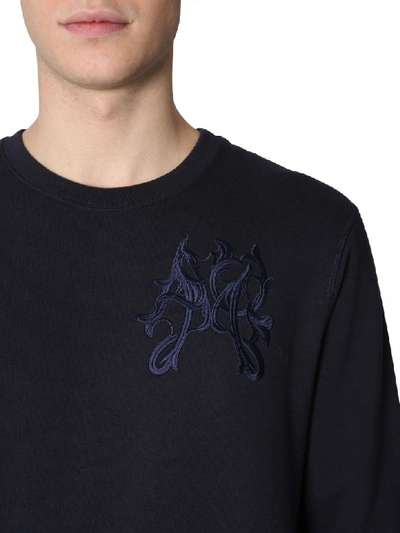 Shop Alexander Mcqueen Embroidered Logo Sweatshirt In Blu