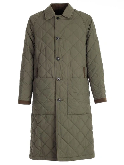 Shop Burberry Quilted Coat In Dark Olive