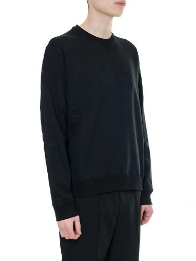 Shop Valentino Black Vltn Sweatshirt In Cotton