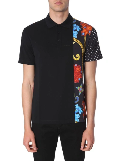 Shop Versace Cotton-pique' Polo In Nero