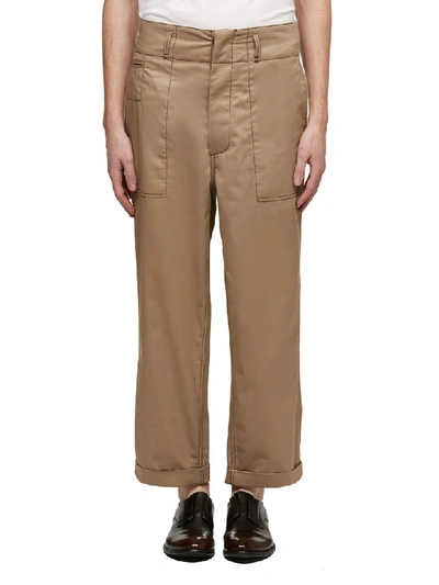 Shop Marni Cropped Cargo Trousers In Nocciola
