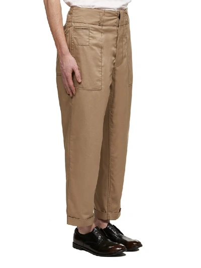 Shop Marni Cropped Cargo Trousers In Nocciola