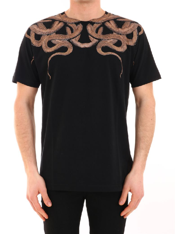 Marcelo Burlon County Of Milan T-shirt Snake Black In Black/gold | ModeSens