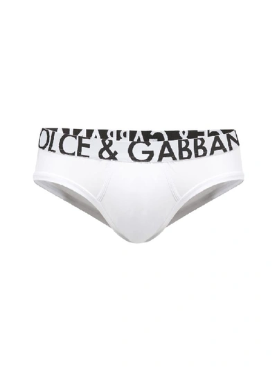 Shop Dolce & Gabbana Logo Briefs In Bianco Nero