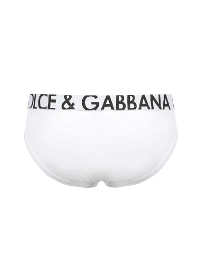 Shop Dolce & Gabbana Logo Briefs In Bianco Nero