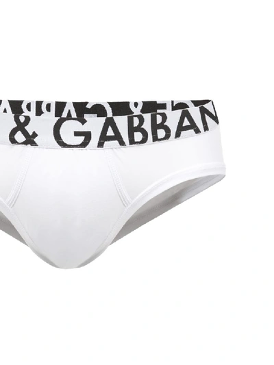 Shop Dolce & Gabbana Logo Briefs In Bianco Nero