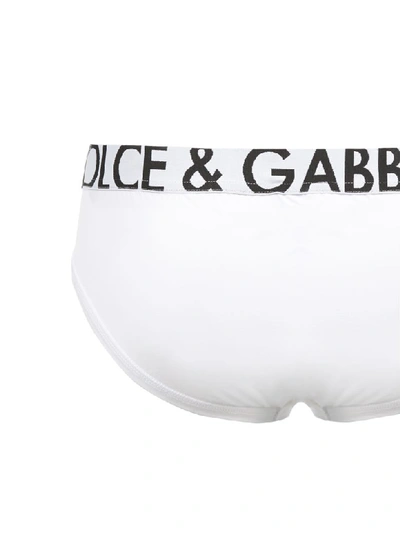 Shop Dolce & Gabbana Logo Briefs In Bianco Nero