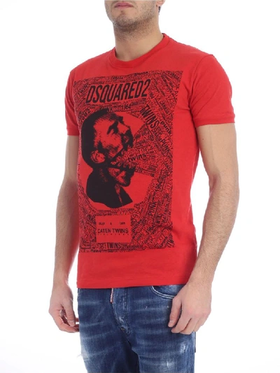 Shop Dsquared2 Logo Cotton T-shirt In Rosso