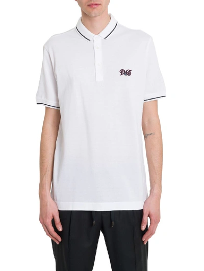 Shop Dolce & Gabbana Polo Shirt With Embroidered Logo In White