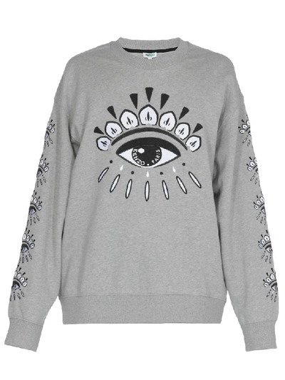 Shop Kenzo Cotton Sweatshirt In Pearl Grey