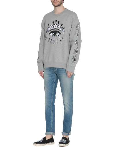 Shop Kenzo Cotton Sweatshirt In Pearl Grey