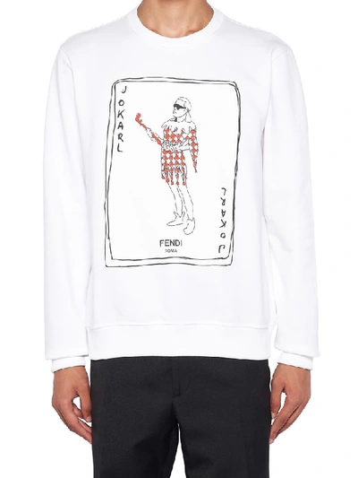 Shop Fendi Jokarl Sweatshirt In White