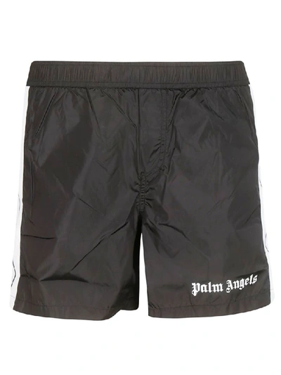 Shop Palm Angels Track Board Shorts In Black White