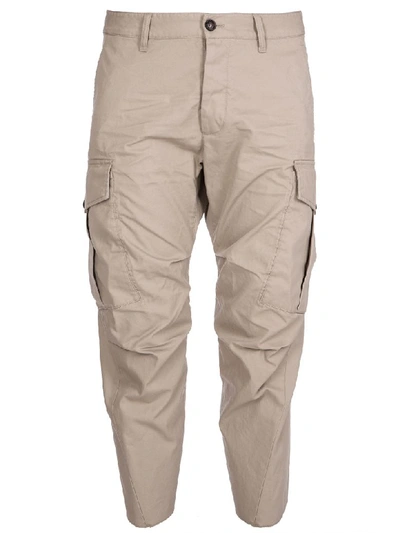 Shop Dsquared2 Cargo Cropped Pants In Stone
