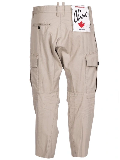 Shop Dsquared2 Cargo Cropped Pants In Stone