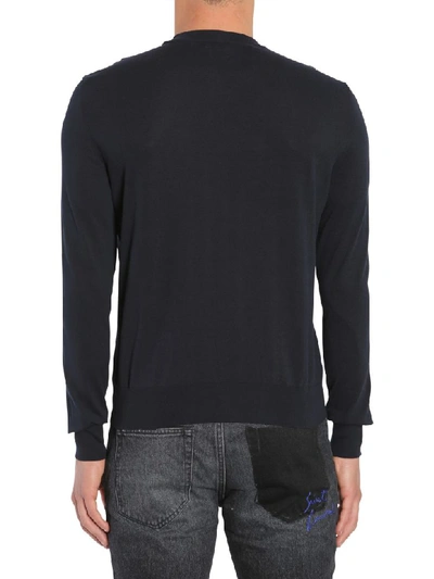 Shop Saint Laurent Round Collar Sweater In Blu