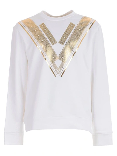 Shop Versace Printed Sweatshirt In White