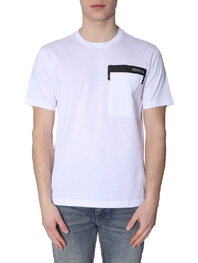 Shop Z Zegna Round Neck T-shirt In Bianco