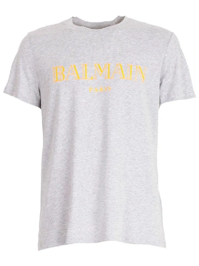 Shop Balmain Logo Printed T-shirt In Kb Orange Fluo
