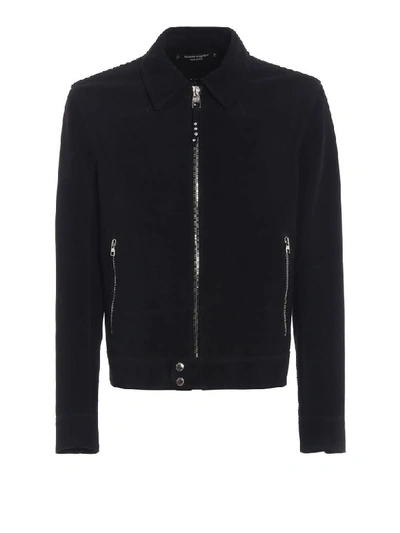Shop Alexander Mcqueen Knitted Back Jacket In Washed Black