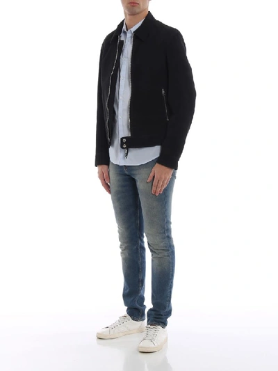 Shop Alexander Mcqueen Knitted Back Jacket In Washed Black