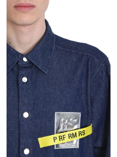 Shop Raf Simons Tape And Patch Blue Denim Shirt