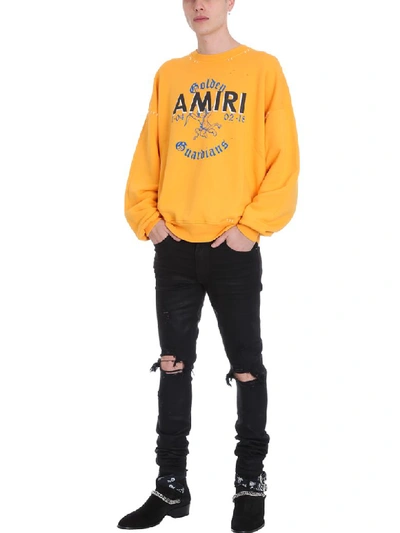 Shop Amiri Team Yellow Cotton Sweatshirt