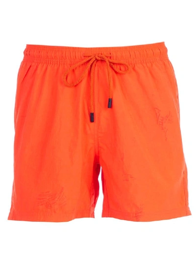 Shop Etro Drawstring Swim Shorts In Arancione