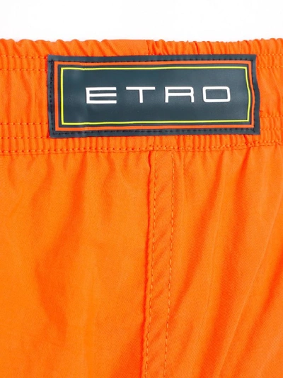 Shop Etro Drawstring Swim Shorts In Arancione