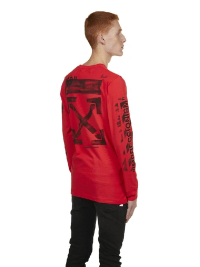 Shop Off-white Longsleeves Logo Print T-shirt In Red