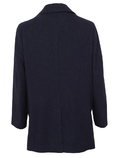 Shop Eleventy Double Breasted Coat In Blu