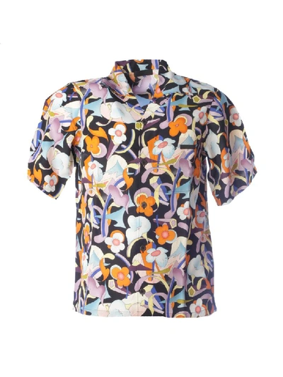 Shop Prada Floral Printed Shirt In Orange