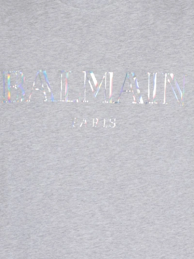 Shop Balmain Cotton T-shirt In Grey